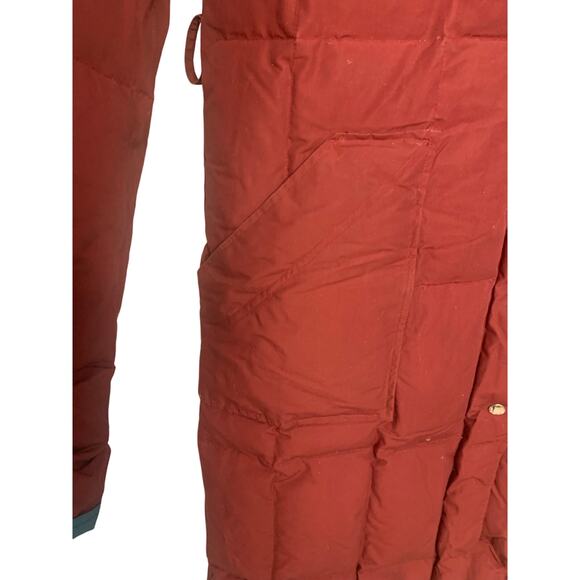 Vintage CYCLONE Down Puffer Coat 10 Long Burgundy Detachable Hood Snaps - Picture 9 of 10